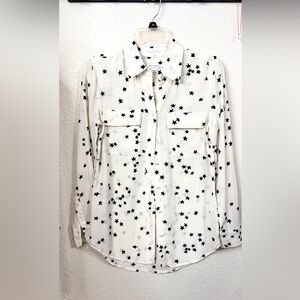 Equipment Black Star Print 100% Silk Blouse XS EUC